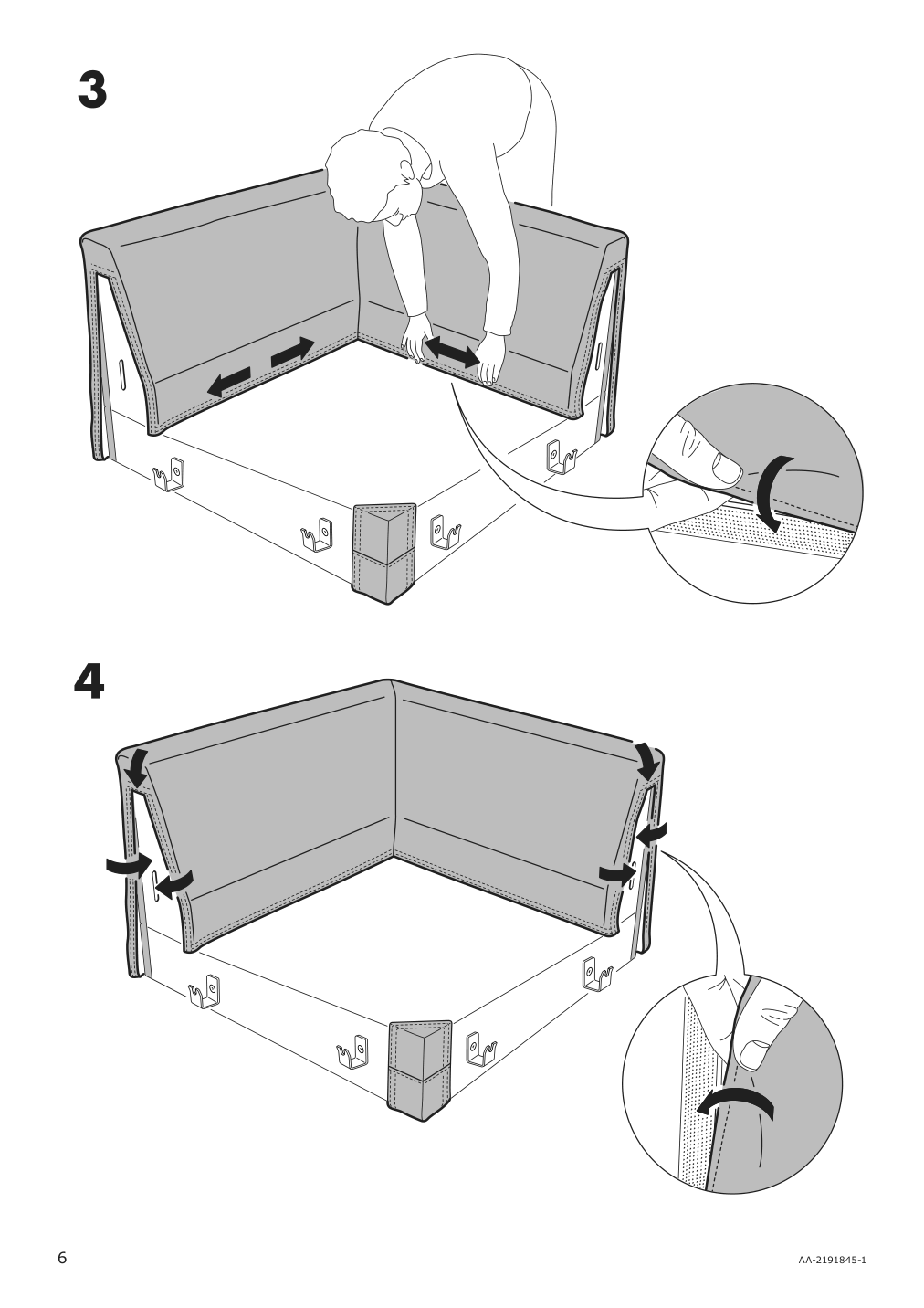 Assembly instructions for IKEA Haerlanda cover for corner section ljungen light green | Page 6 - IKEA HÄRLANDA cover for sectional, 4-seat 393.206.61