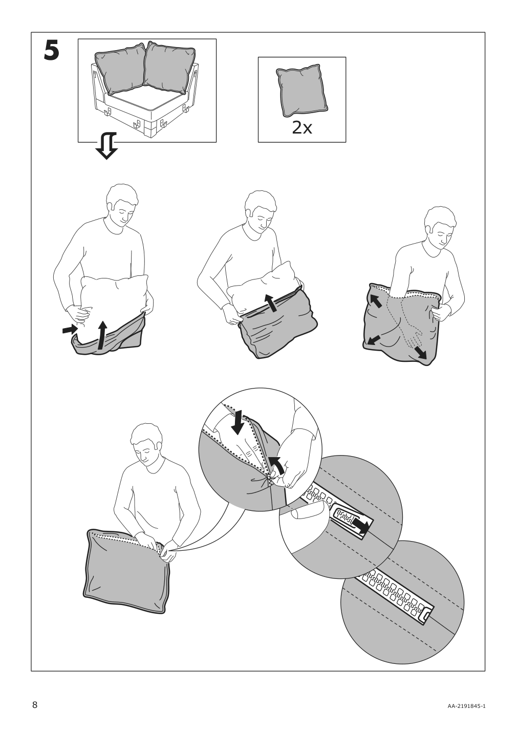 Assembly instructions for IKEA Haerlanda cover for corner section ljungen light red | Page 8 - IKEA HÄRLANDA sectional, 5-seat corner 493.203.35