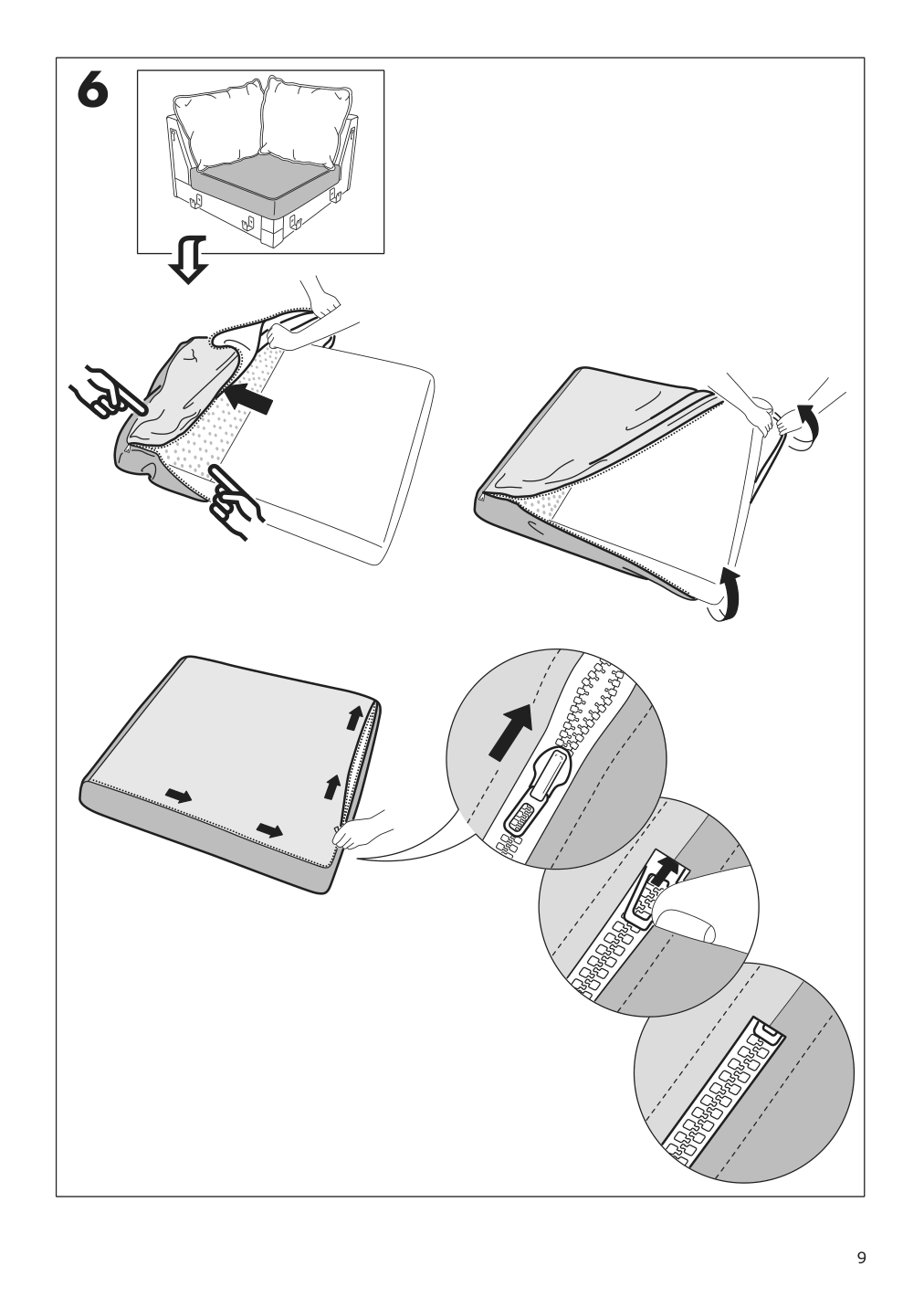 Assembly instructions for IKEA Haerlanda cover for corner section sporda dark gray | Page 9 - IKEA HÄRLANDA sectional, 5-seat corner 293.203.41