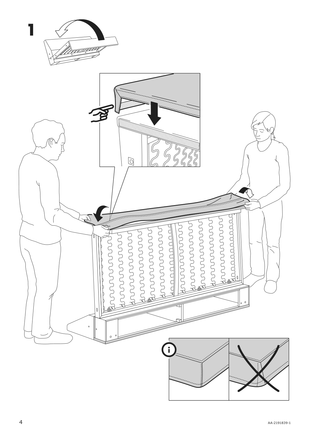 Assembly instructions for IKEA Haerlanda cover for loveseat section sporda natural | Page 4 - IKEA HÄRLANDA sofa 993.202.86