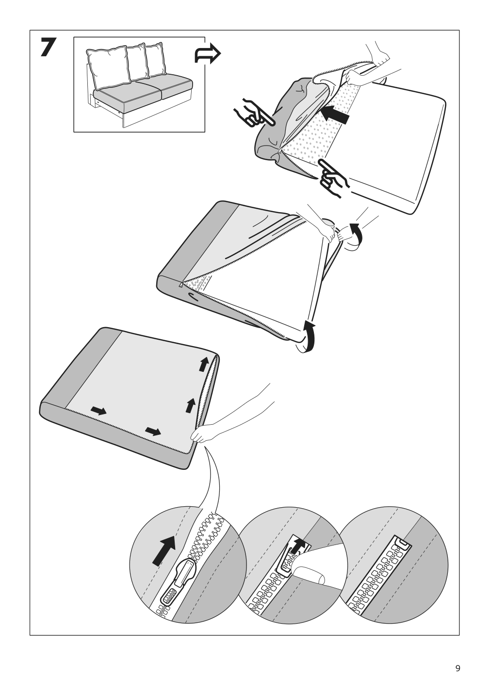 Assembly instructions for IKEA Haerlanda cover for loveseat section sporda natural | Page 9 - IKEA HÄRLANDA sectional, 4-seat 093.203.18