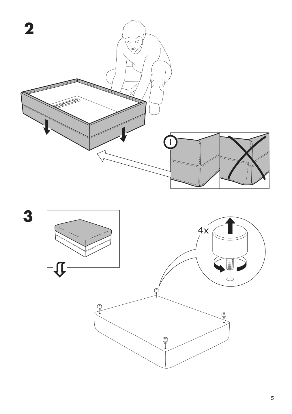 Assembly instructions for IKEA Haerlanda cover for ottoman with storage ljungen light green | Page 5 - IKEA HÄRLANDA cover for ottoman with storage 004.552.17