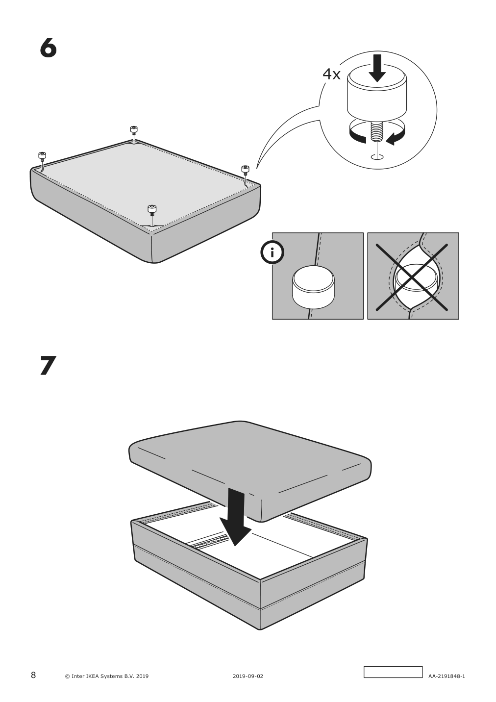 Assembly instructions for IKEA Haerlanda cover for ottoman with storage sporda natural | Page 8 - IKEA HÄRLANDA ottoman with storage 993.202.34