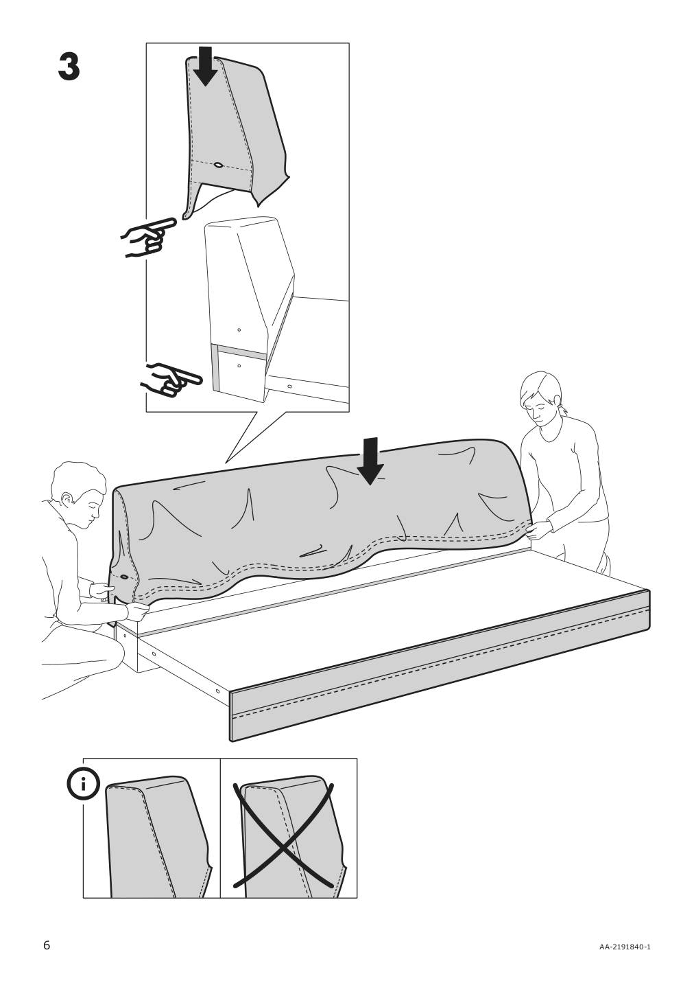 Assembly instructions for IKEA Haerlanda cover for sofa section ljungen light green | Page 6 - IKEA HÄRLANDA cover for sectional, 5-seat 293.206.85