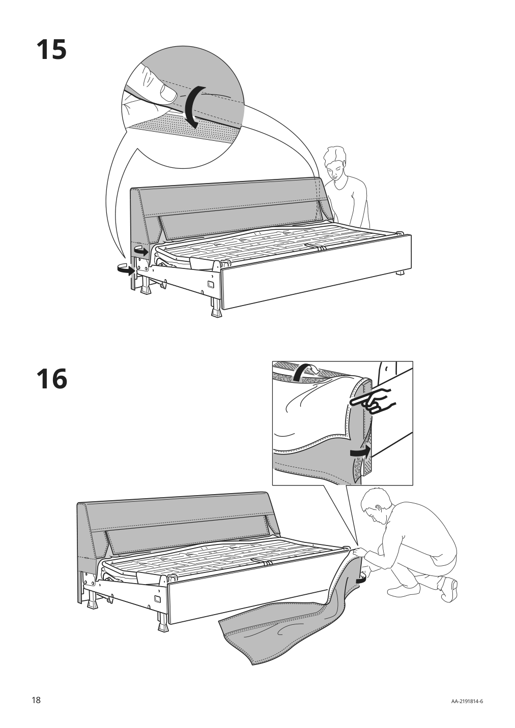 Assembly instructions for IKEA Haerlanda frame for loveseat sleeper section | Page 18 - IKEA HÄRLANDA sleeper sofa 895.428.05