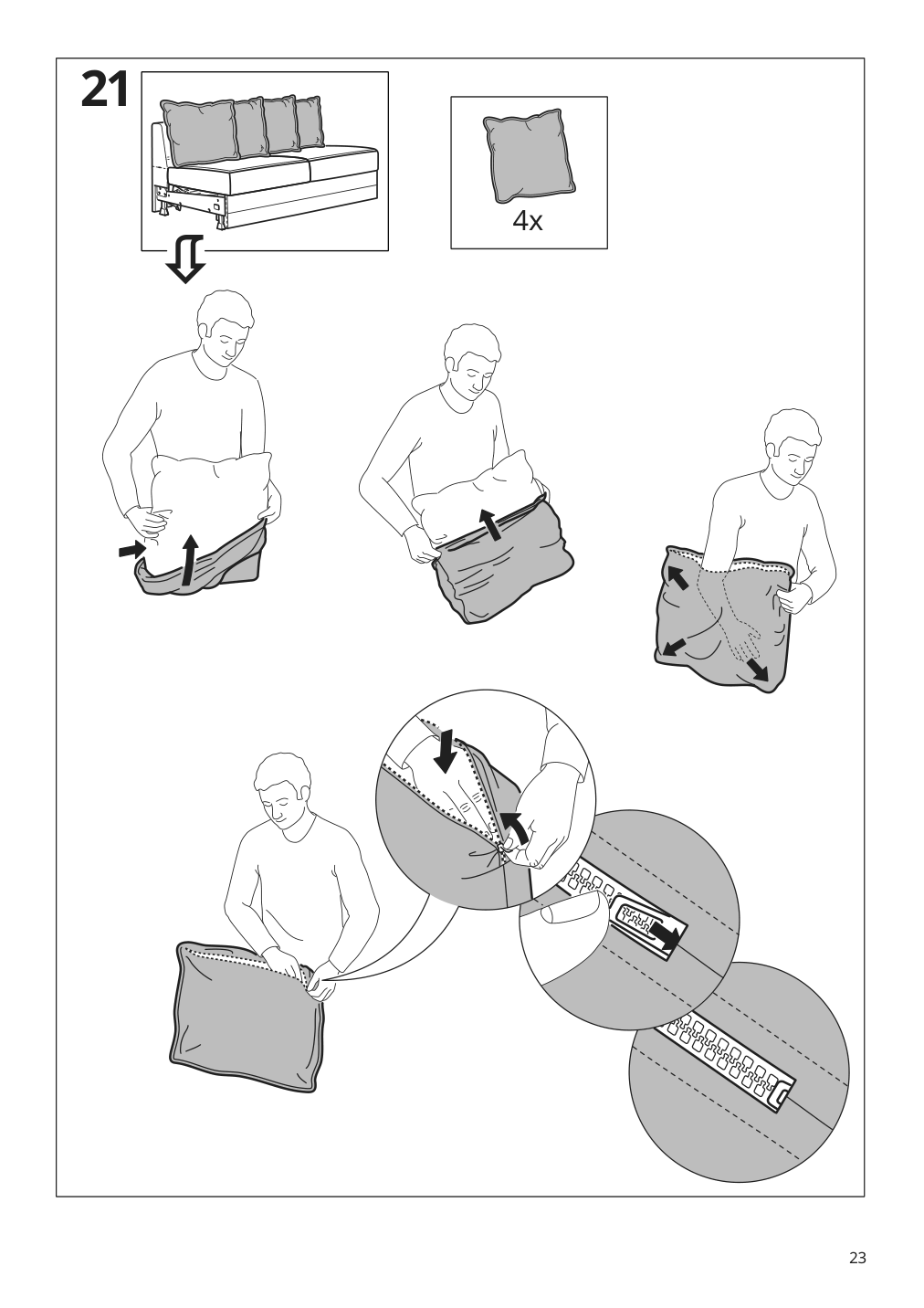 Assembly instructions for IKEA Haerlanda frame for loveseat sleeper section | Page 23 - IKEA HÄRLANDA corner sleeper sofa, 5-seat 695.427.74