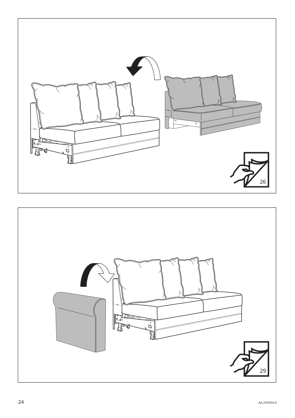 Assembly instructions for IKEA Haerlanda frame for loveseat sleeper section | Page 24 - IKEA HÄRLANDA corner sleeper sofa, 5-seat 695.427.74