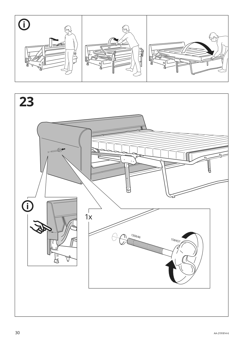 Assembly instructions for IKEA Haerlanda frame for loveseat sleeper section | Page 30 - IKEA HÄRLANDA corner sleeper sofa, 5-seat 395.427.80