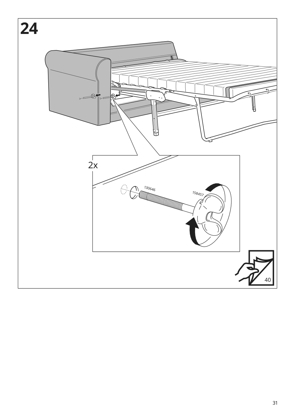 Assembly instructions for IKEA Haerlanda frame for loveseat sleeper section | Page 31 - IKEA HÄRLANDA corner sleeper sofa, 5-seat 395.427.80