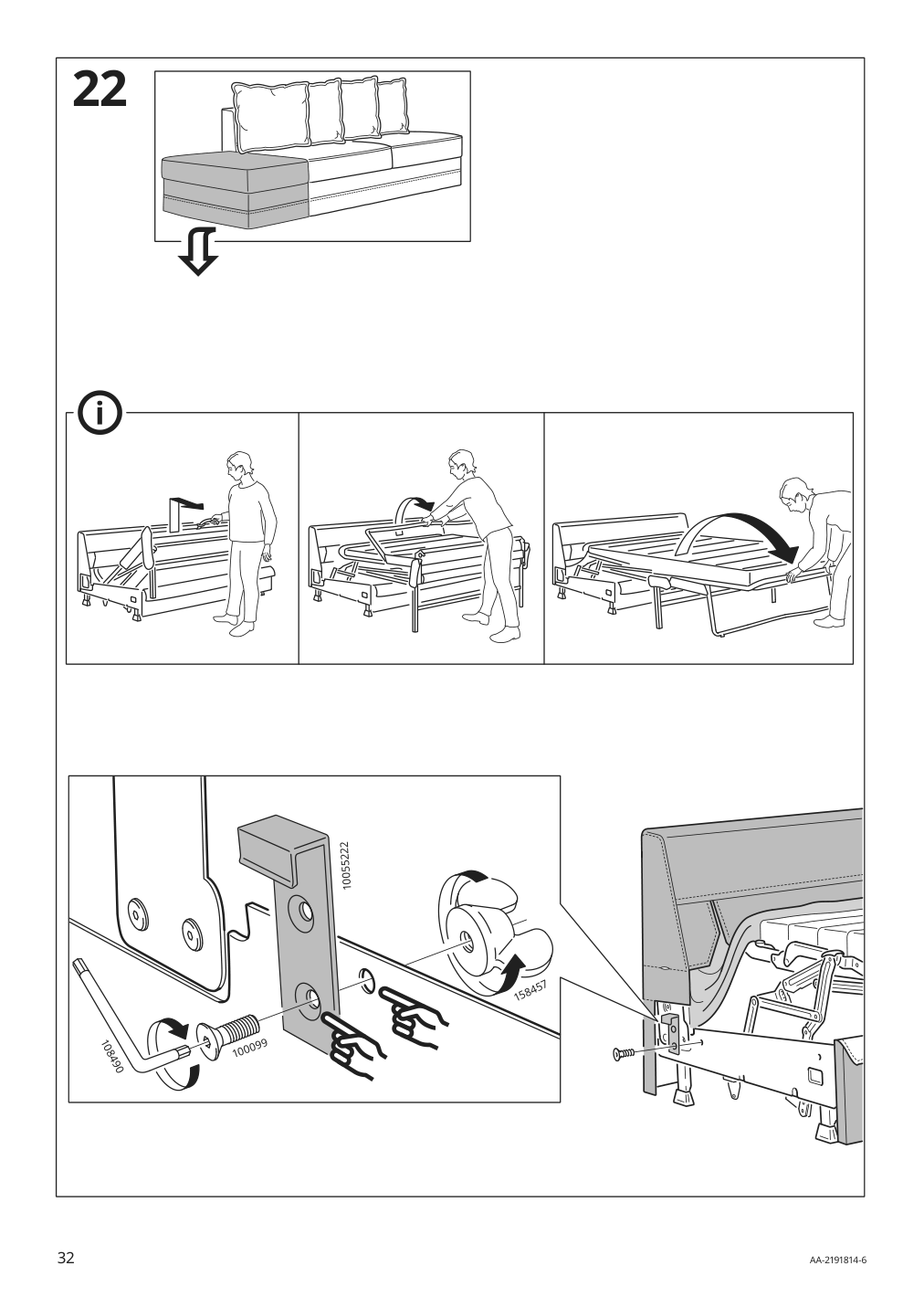 Assembly instructions for IKEA Haerlanda frame for loveseat sleeper section | Page 32 - IKEA HÄRLANDA corner sleeper sofa, 5-seat 395.427.80