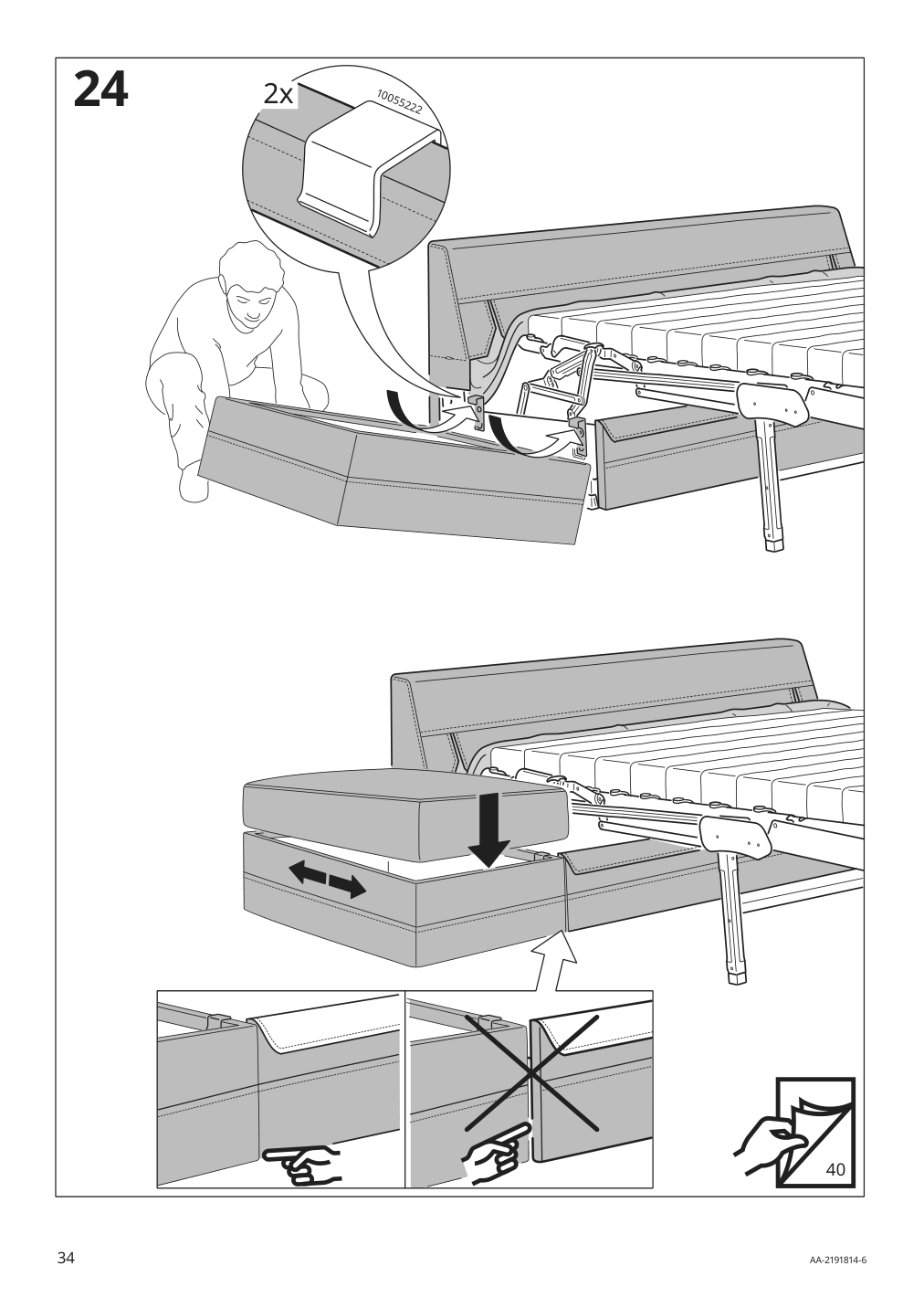 Assembly instructions for IKEA Haerlanda frame for loveseat sleeper section | Page 34 - IKEA HÄRLANDA sleeper sofa 595.428.02