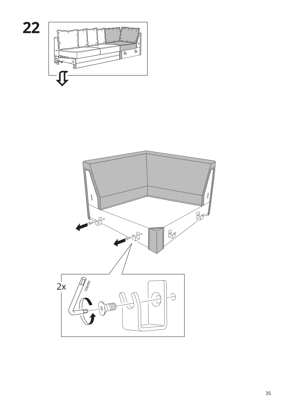 Assembly instructions for IKEA Haerlanda frame for loveseat sleeper section | Page 35 - IKEA HÄRLANDA corner sleeper sofa, 5-seat 595.427.79