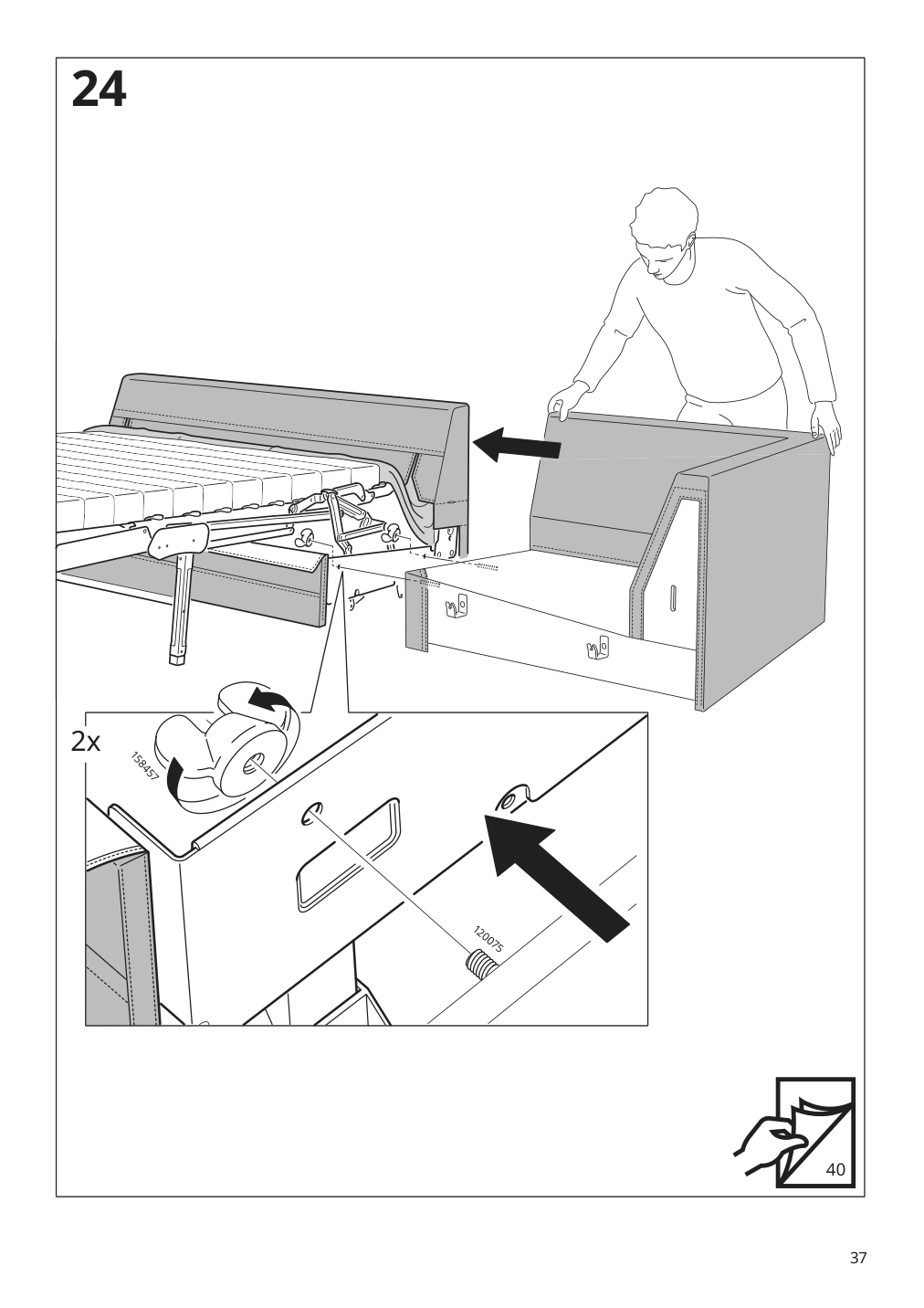 Assembly instructions for IKEA Haerlanda frame for loveseat sleeper section | Page 37 - IKEA HÄRLANDA sleeper sofa 795.427.83