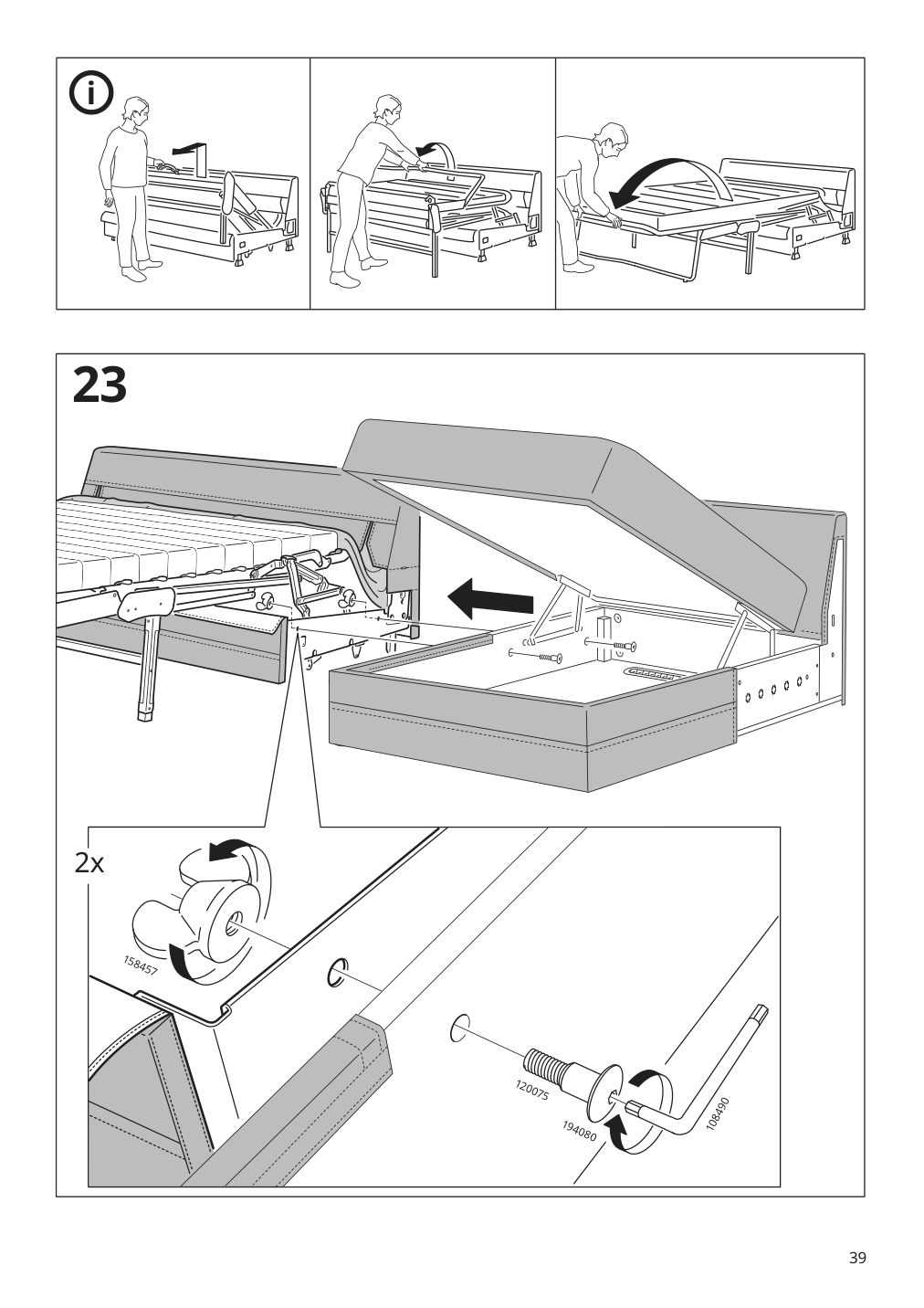 Assembly instructions for IKEA Haerlanda frame for loveseat sleeper section | Page 39 - IKEA HÄRLANDA sleeper sofa 795.428.01