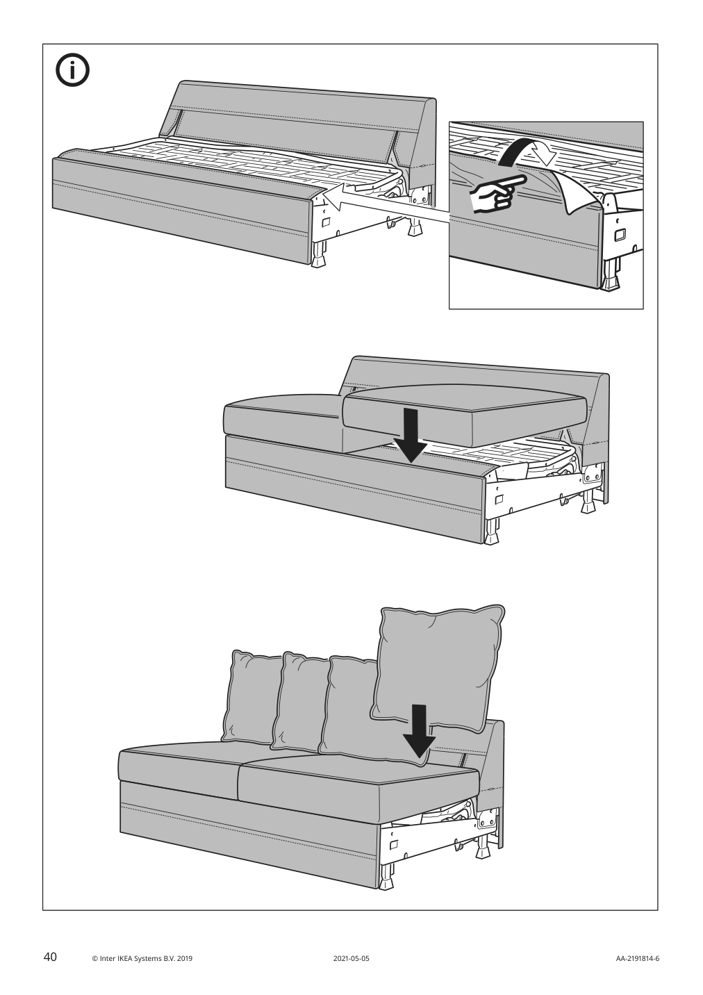 Assembly instructions for IKEA Haerlanda frame for loveseat sleeper section | Page 40 - IKEA HÄRLANDA corner sleeper sofa, 5-seat 695.427.74