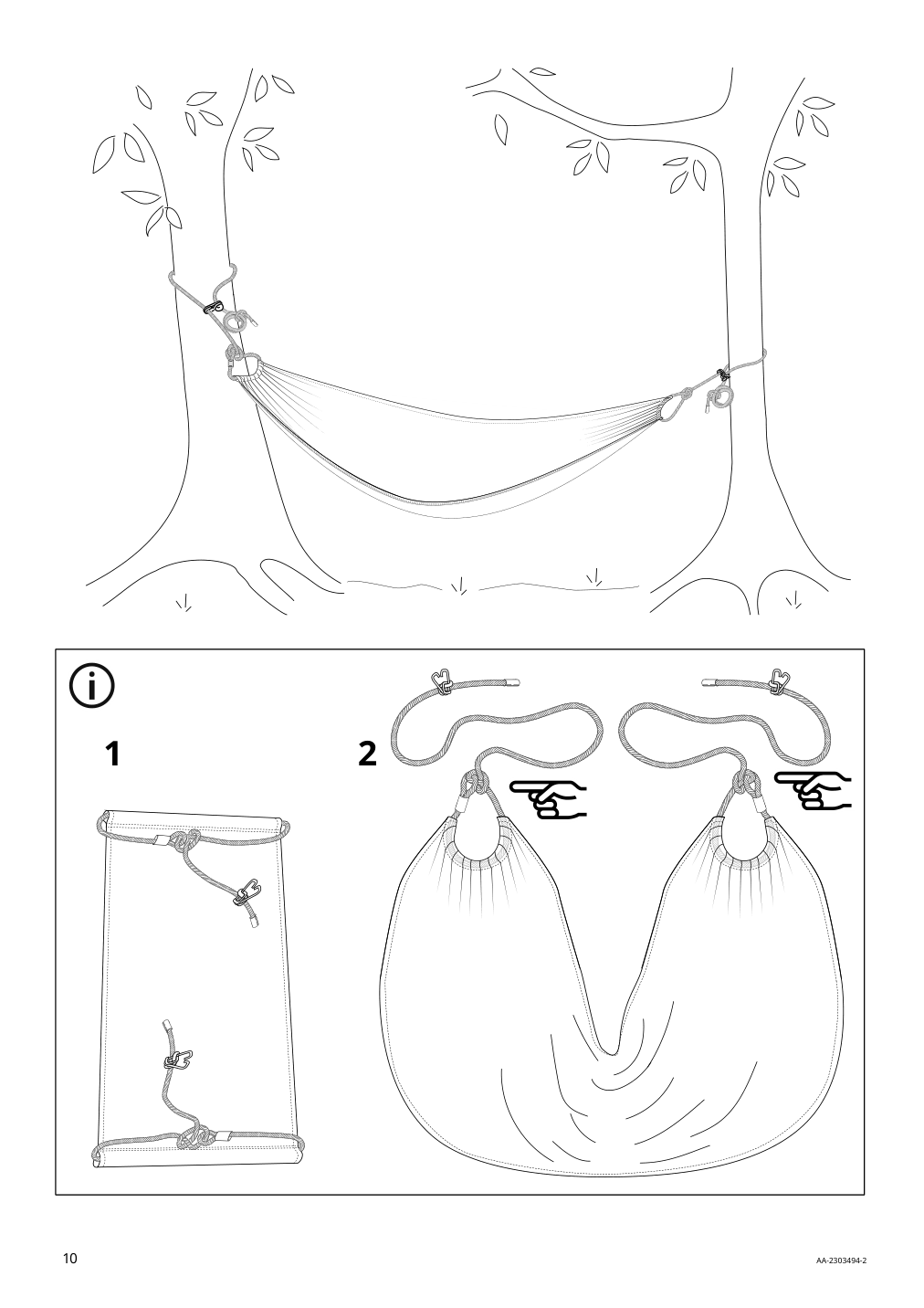 Assembly instructions for IKEA Hamnoen hammock anthracite white | Page 10 - IKEA BOCKÖN / HAMNÖN hammock with stand 594.957.73