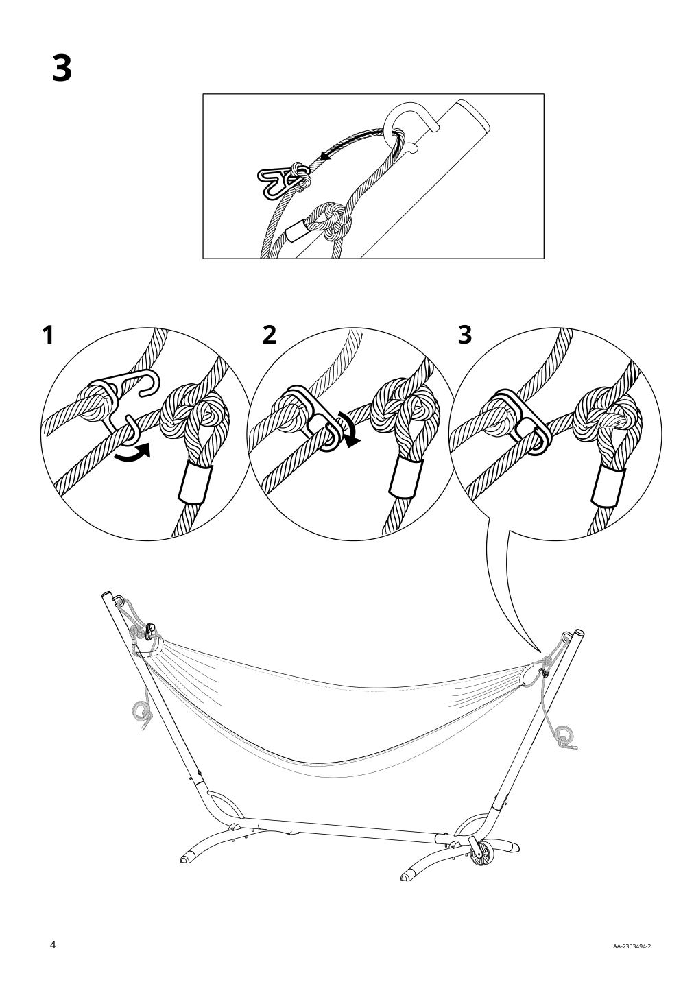 Assembly instructions for IKEA Hamnoen hammock anthracite white | Page 4 - IKEA BOCKÖN / HAMNÖN hammock with stand 594.957.73