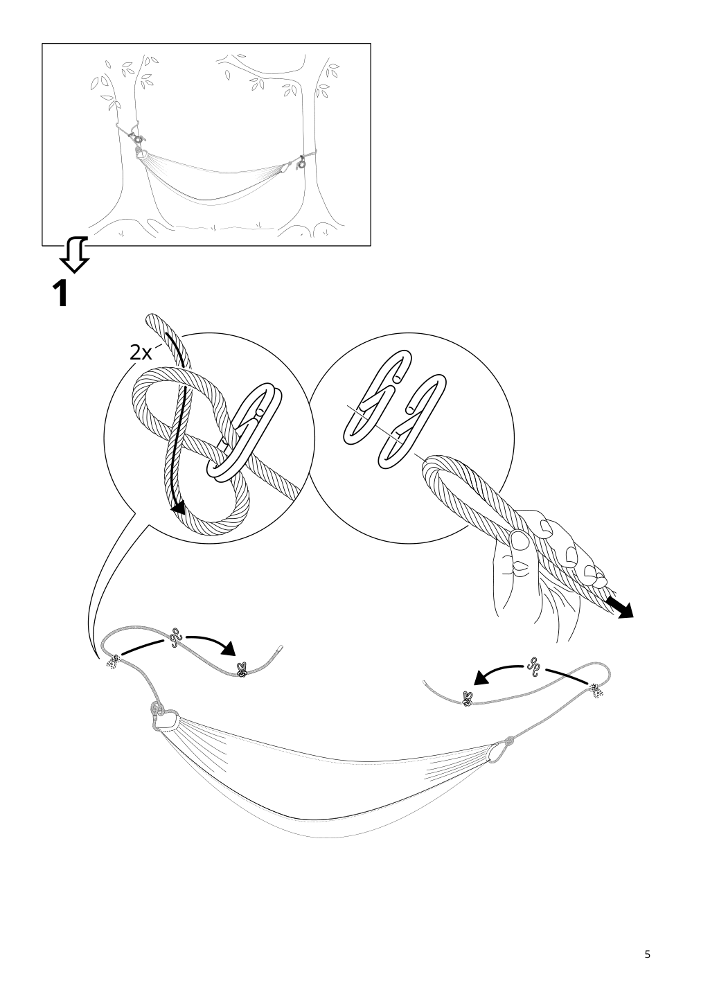 Assembly instructions for IKEA Hamnoen hammock anthracite white | Page 5 - IKEA BOCKÖN / HAMNÖN hammock with stand 594.957.73