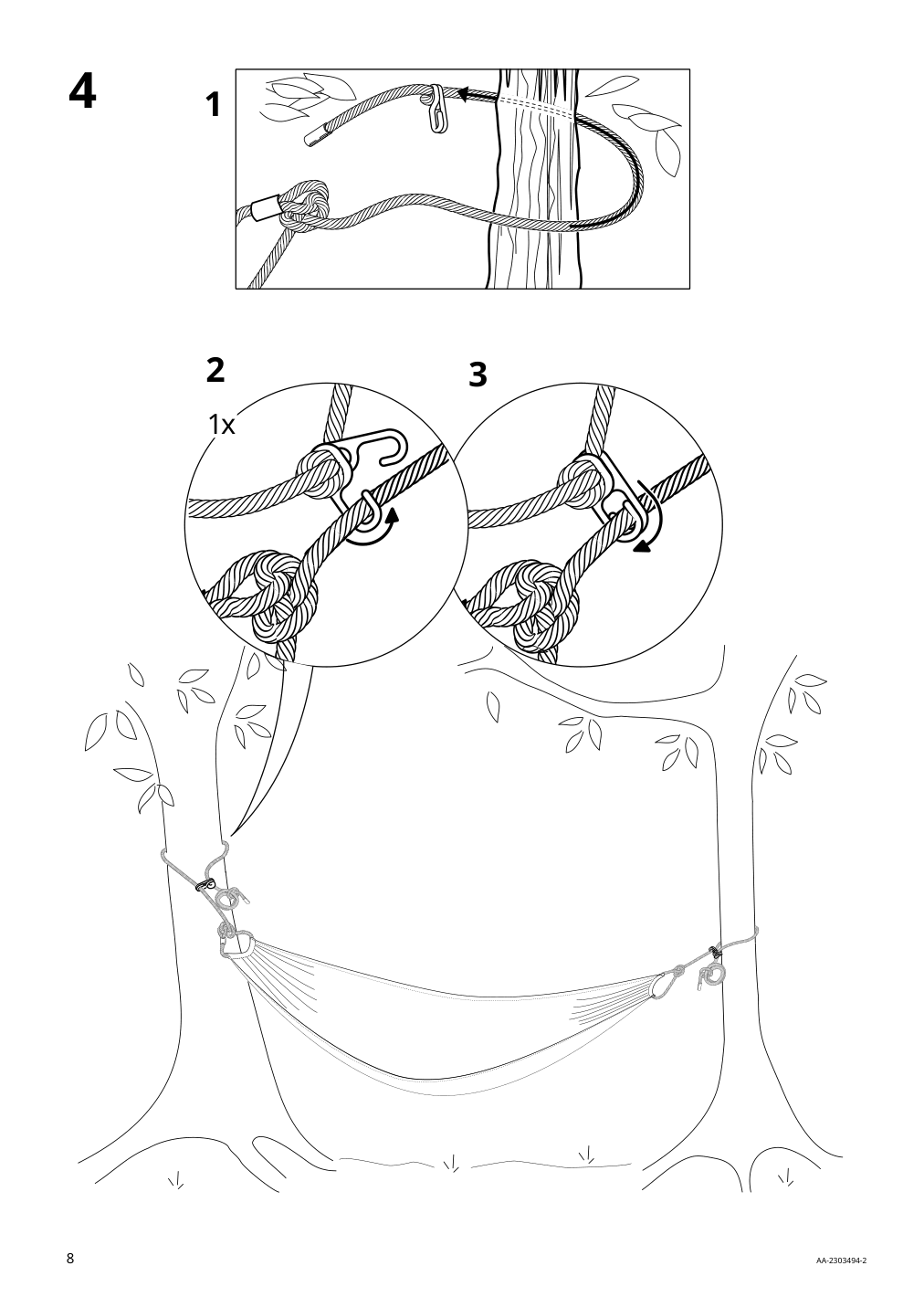 Assembly instructions for IKEA Hamnoen hammock anthracite white | Page 8 - IKEA BOCKÖN / HAMNÖN hammock with stand 594.957.73