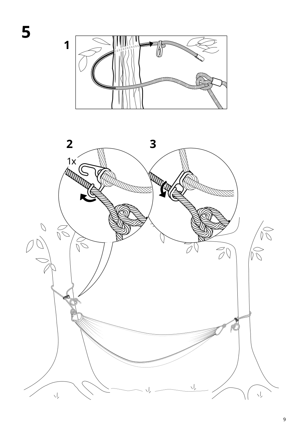 Assembly instructions for IKEA Hamnoen hammock anthracite white | Page 9 - IKEA BOCKÖN / HAMNÖN hammock with stand 594.957.73