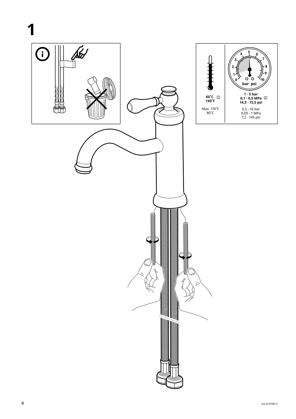 Assembly instructions for IKEA Hamnskaer bath faucet with strainer black | Page 4 - IKEA HAMNSKÄR bath faucet with strainer 103.472.13