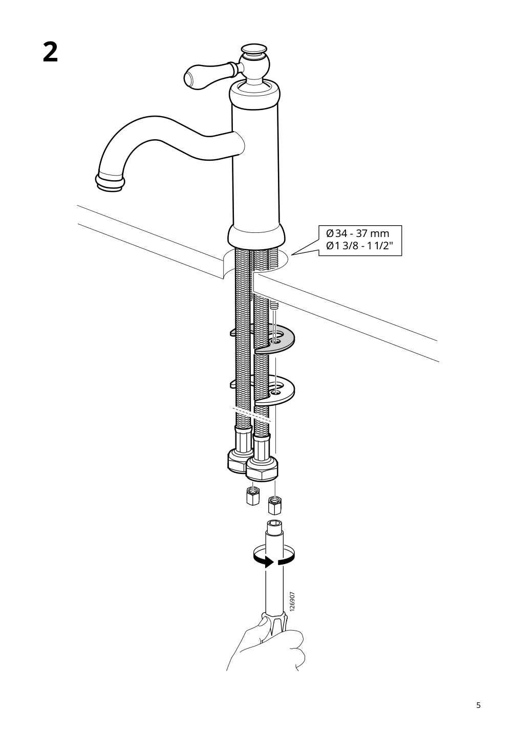 Assembly instructions for IKEA Hamnskaer bath faucet with strainer black | Page 5 - IKEA HAMNSKÄR bath faucet with strainer 103.472.13