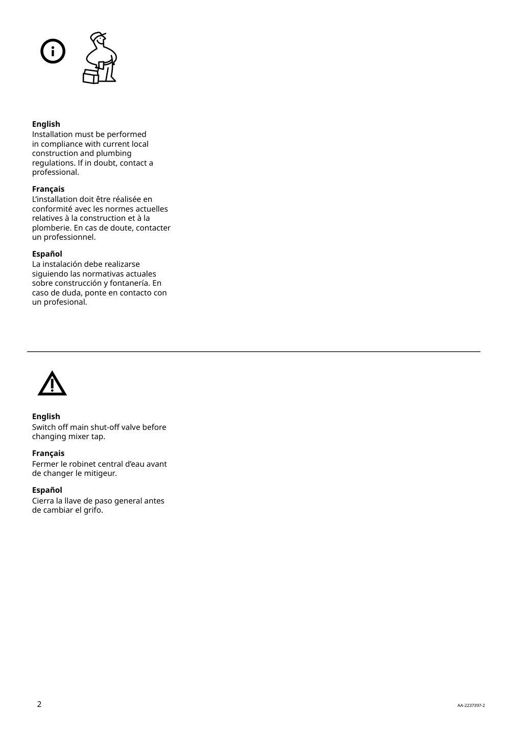 Assembly instructions for IKEA Hamnskaer bath faucet with strainer chrome plated | Page 2 - IKEA GODMORGON / ODENSVIK sink cabinet with 2 drawers 292.932.67