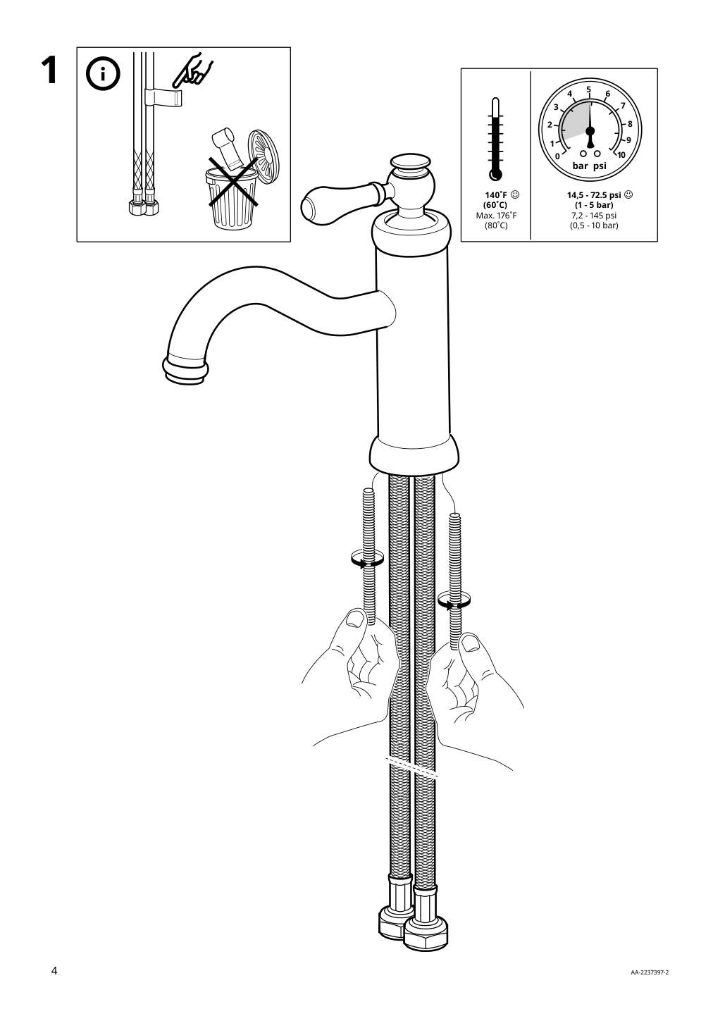 Assembly instructions for IKEA Hamnskaer bath faucet with strainer chrome plated | Page 4 - IKEA GODMORGON / RÄTTVIKEN sink cabinet with 2 drawers 392.933.61