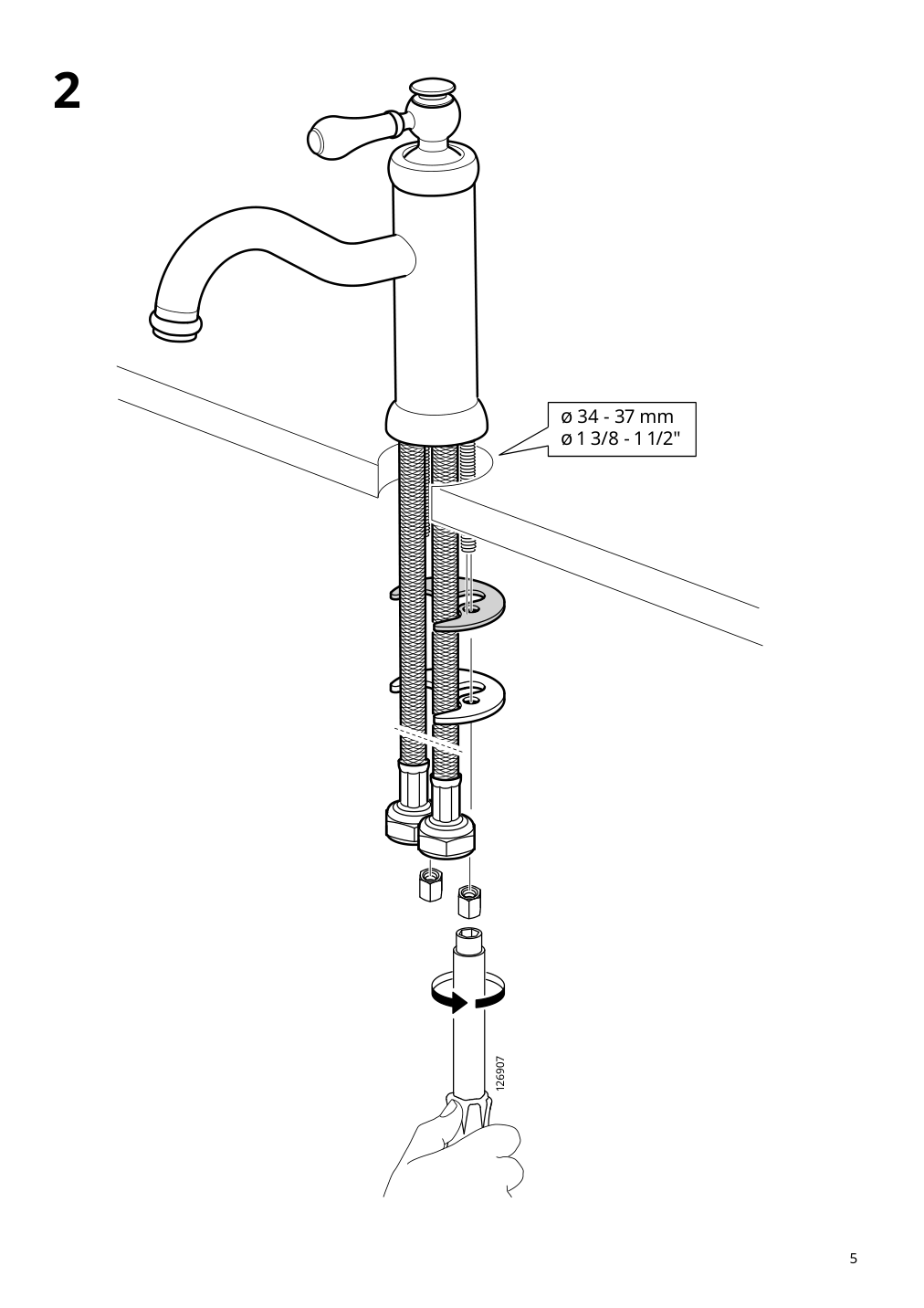 Assembly instructions for IKEA Hamnskaer bath faucet with strainer chrome plated | Page 5 - IKEA GODMORGON / RÄTTVIKEN sink cabinet with 2 drawers 092.933.91