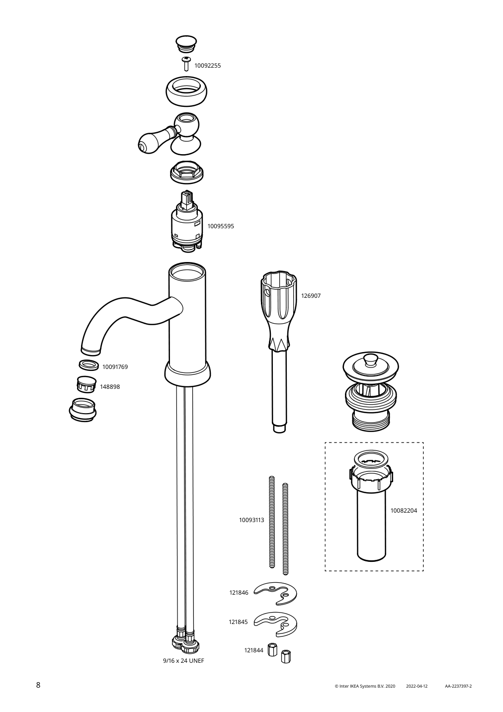 Assembly instructions for IKEA Hamnskaer bath faucet with strainer chrome plated | Page 8 - IKEA GODMORGON / ODENSVIK sink cabinet with 2 drawers 692.932.46