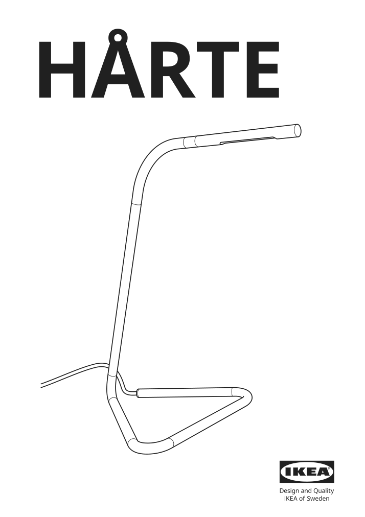 Assembly instructions for IKEA Harte led work lamp white silver color | Page 1 - IKEA HÅRTE LED work lamp 102.382.71