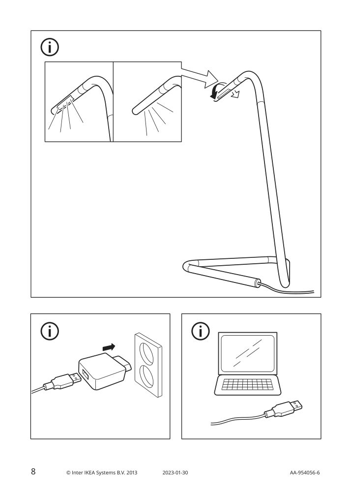 Assembly instructions for IKEA Harte led work lamp white silver color | Page 8 - IKEA HÅRTE LED work lamp 102.382.71