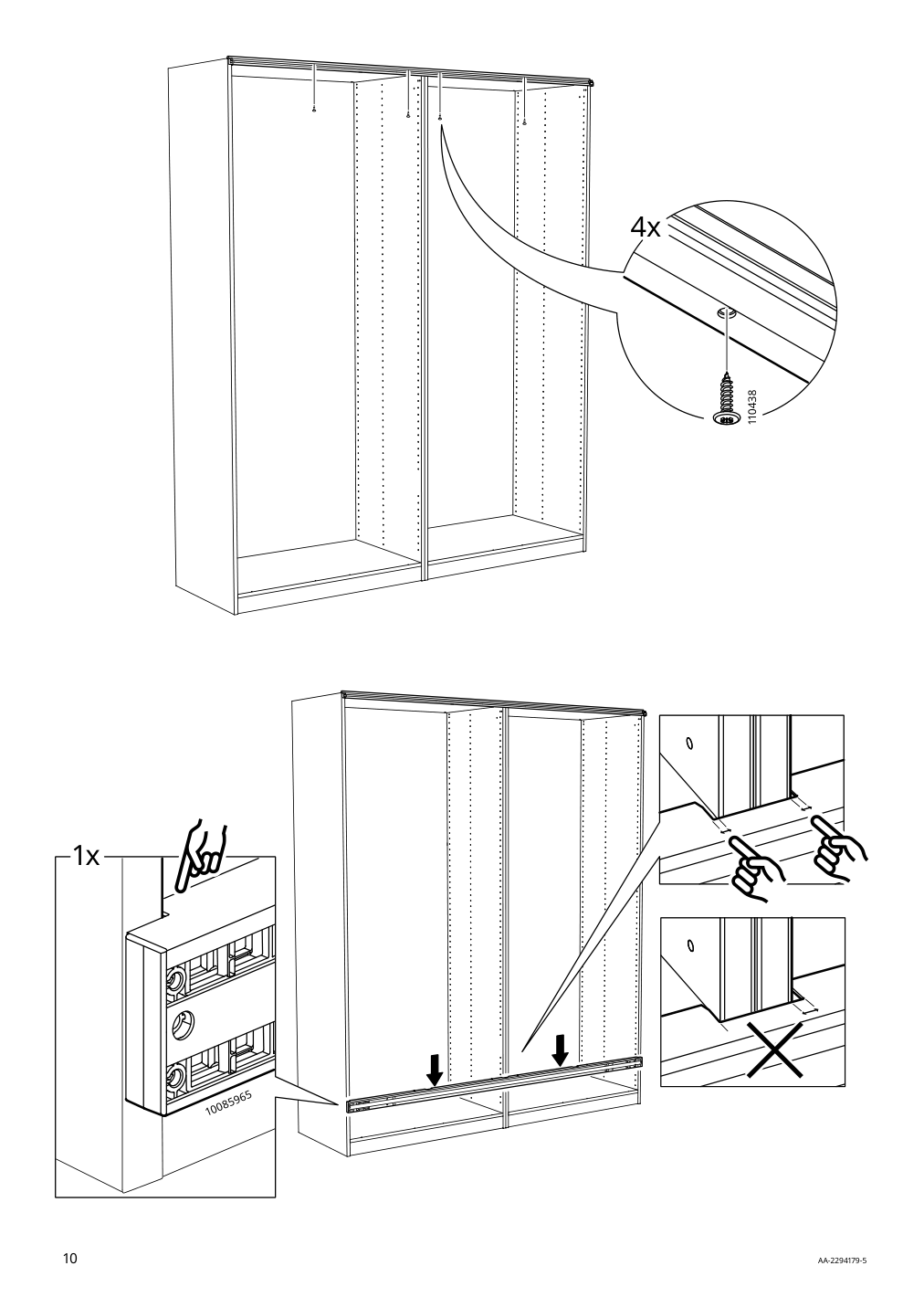 Assembly instructions for IKEA Hasvik pair of sliding doors beige | Page 10 - IKEA PAX / HASVIK wardrobe 394.899.33