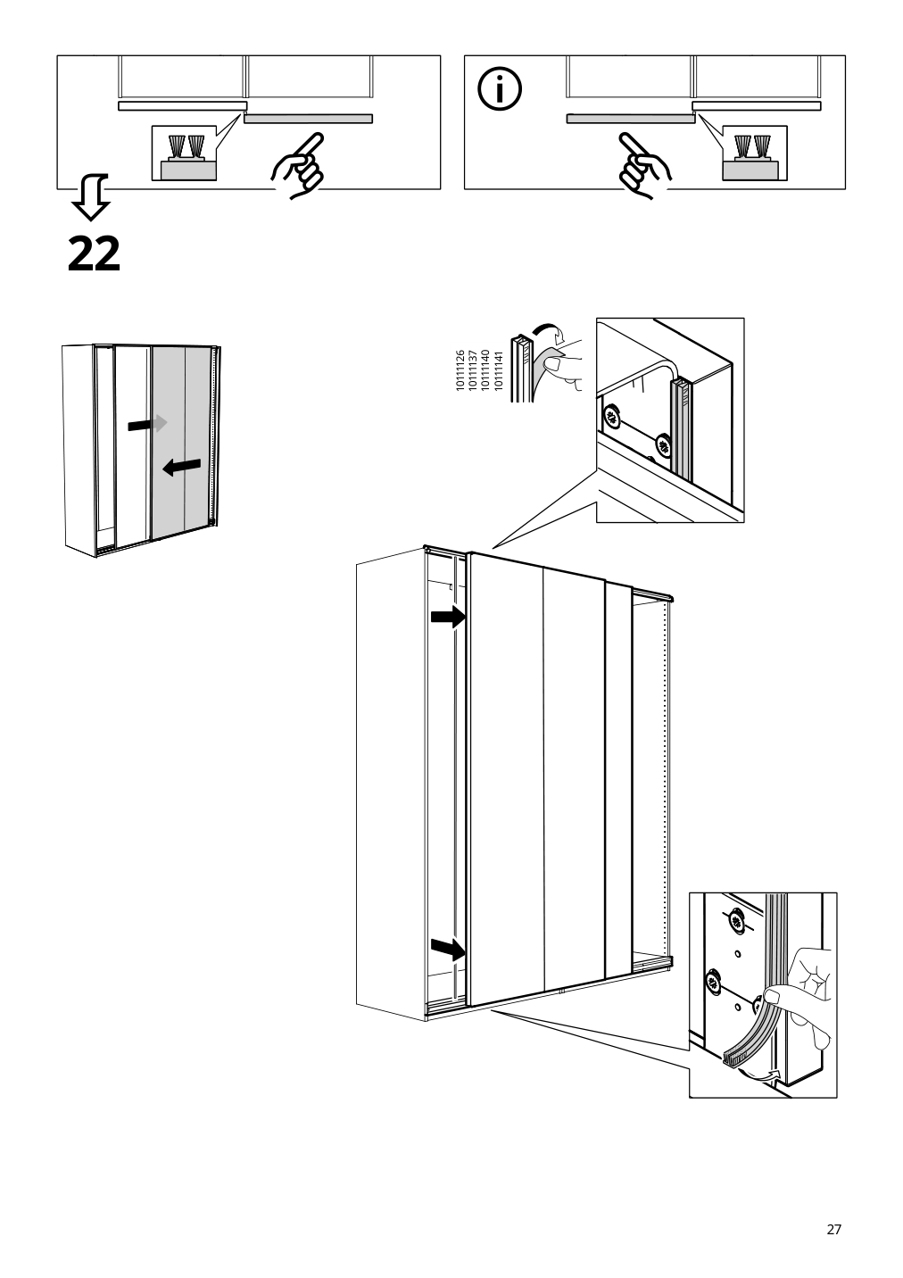 Assembly instructions for IKEA Hasvik pair of sliding doors beige | Page 27 - IKEA PAX / HASVIK wardrobe 394.899.33