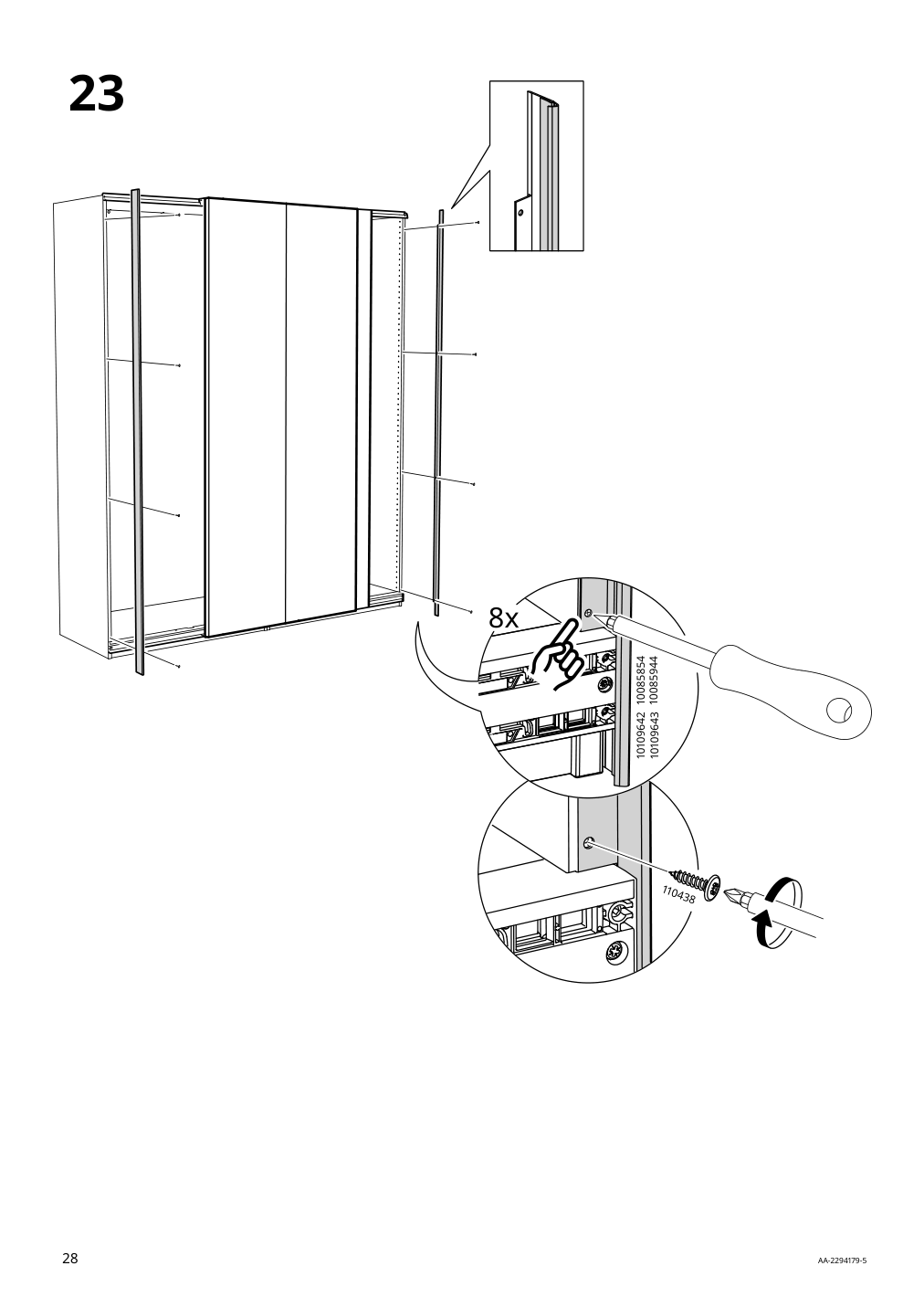 Assembly instructions for IKEA Hasvik pair of sliding doors beige | Page 28 - IKEA PAX / HASVIK wardrobe 394.899.33