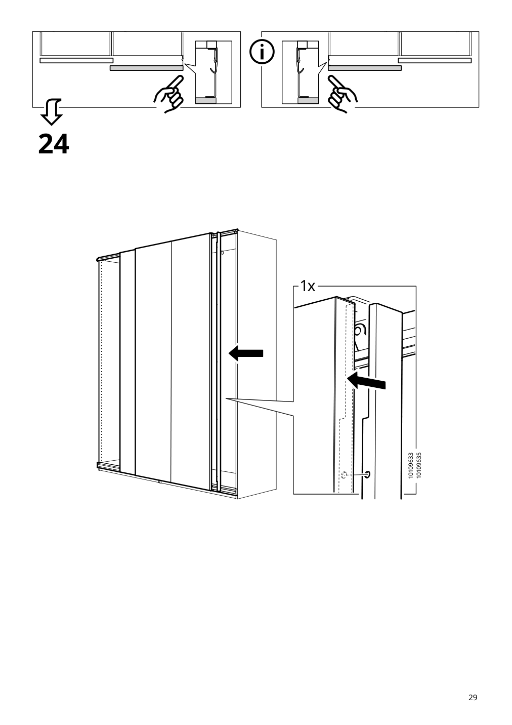 Assembly instructions for IKEA Hasvik pair of sliding doors beige | Page 29 - IKEA PAX / HASVIK wardrobe 394.899.33