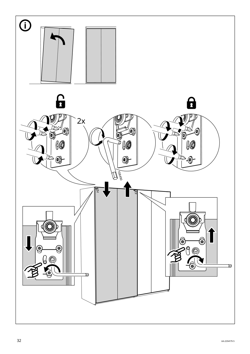 Assembly instructions for IKEA Hasvik pair of sliding doors beige | Page 32 - IKEA PAX / HASVIK wardrobe 394.899.33