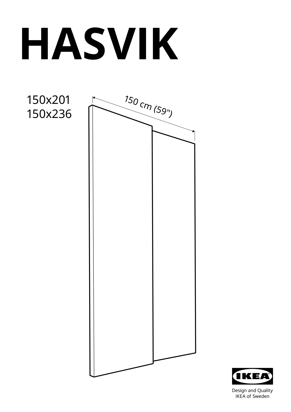 Assembly instructions for IKEA Hasvik pair of sliding doors white | Page 1 - IKEA PAX / HASVIK wardrobe combination 295.009.69