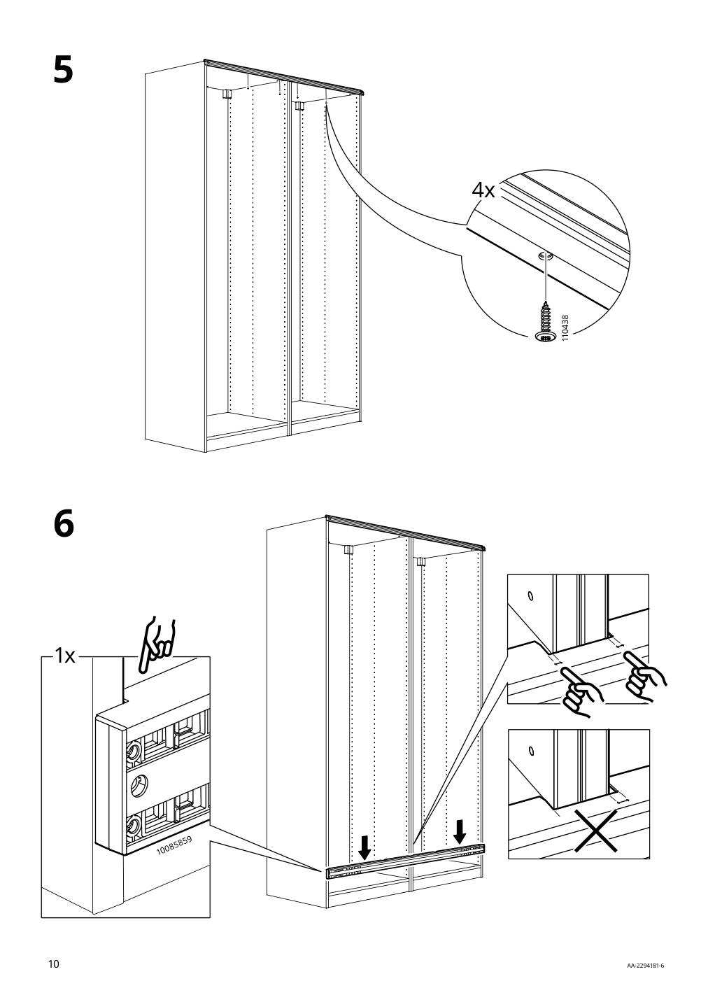 Assembly instructions for IKEA Hasvik pair of sliding doors white | Page 10 - IKEA PAX / HASVIK wardrobe combination 295.009.69