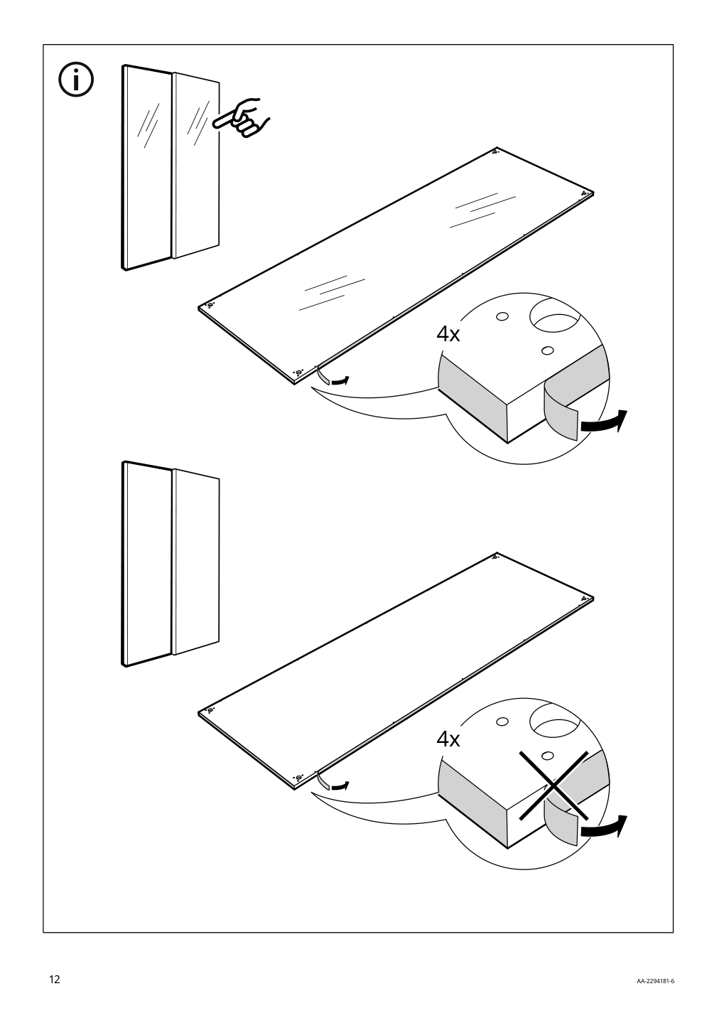 Assembly instructions for IKEA Hasvik pair of sliding doors white | Page 12 - IKEA PAX / HASVIK wardrobe combination 295.009.69