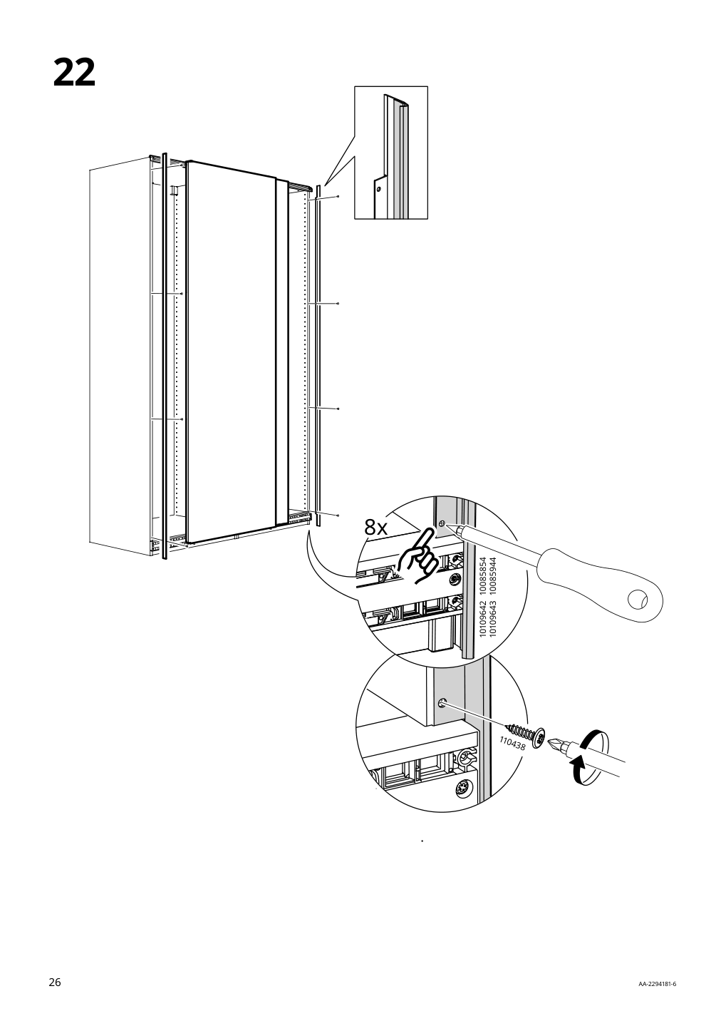 Assembly instructions for IKEA Hasvik pair of sliding doors white | Page 26 - IKEA PAX / HASVIK wardrobe combination 295.009.69