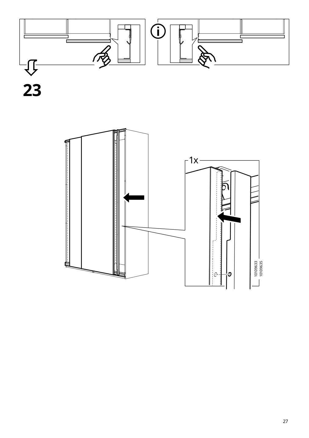 Assembly instructions for IKEA Hasvik pair of sliding doors white | Page 27 - IKEA PAX / HASVIK wardrobe combination 295.009.69