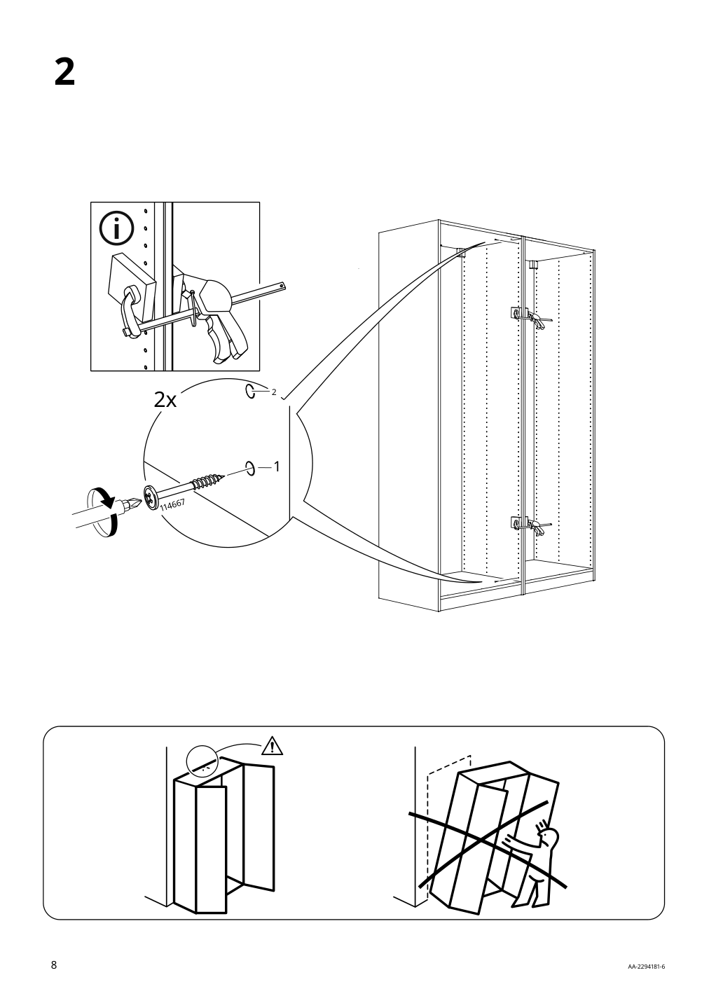 Assembly instructions for IKEA Hasvik pair of sliding doors white | Page 8 - IKEA PAX / HASVIK wardrobe combination 295.009.69