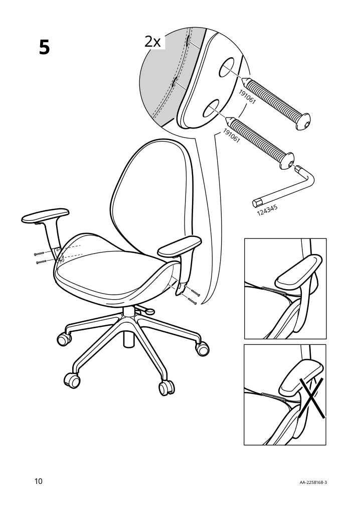 Assembly instructions for IKEA Hattefjaell office chair with armrests smidig black black | Page 10 - IKEA HATTEFJÄLL office chair with armrests 505.389.65