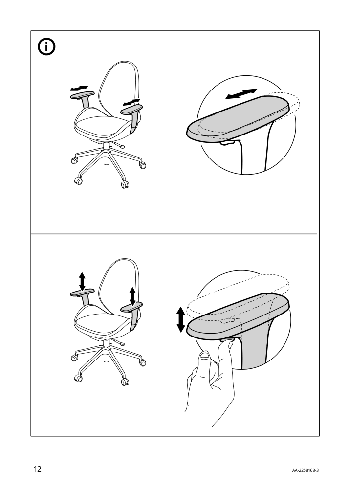 Assembly instructions for IKEA Hattefjaell office chair with armrests smidig black black | Page 12 - IKEA HATTEFJÄLL office chair with armrests 505.389.65