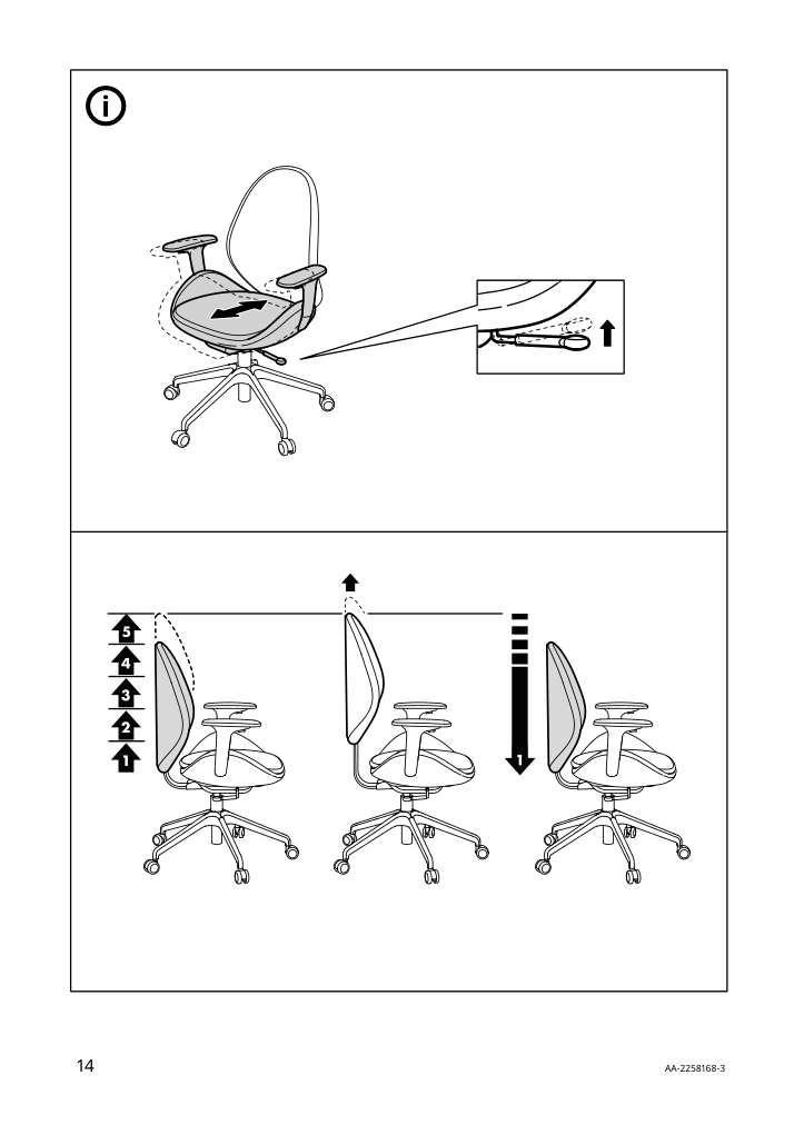 Assembly instructions for IKEA Hattefjaell office chair with armrests smidig black black | Page 14 - IKEA HATTEFJÄLL office chair with armrests 505.389.65