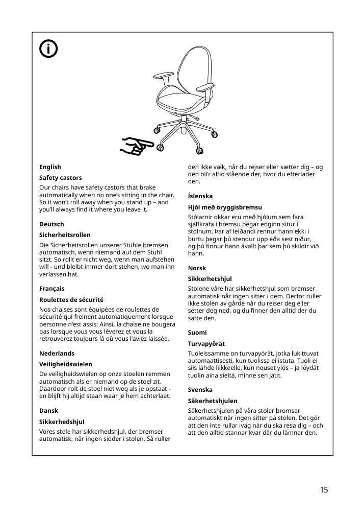 Assembly instructions for IKEA Hattefjaell office chair with armrests smidig black black | Page 15 - IKEA HATTEFJÄLL office chair with armrests 505.389.65