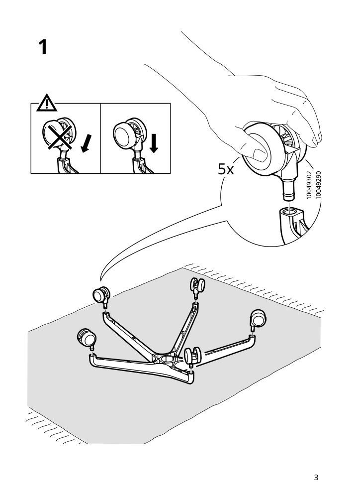 Assembly instructions for IKEA Hattefjaell office chair with armrests smidig black black | Page 3 - IKEA HATTEFJÄLL office chair with armrests 505.389.65