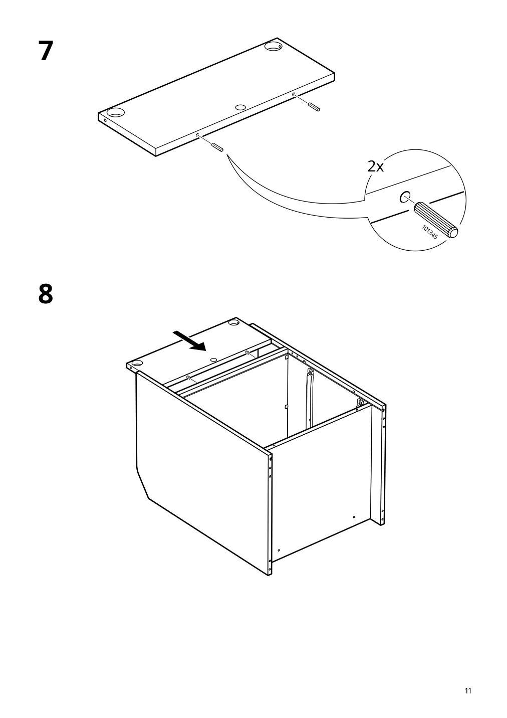 Assembly instructions for IKEA Hauga 2 drawer chest white | Page 11 - IKEA HAUGA 2-drawer chest 105.728.24