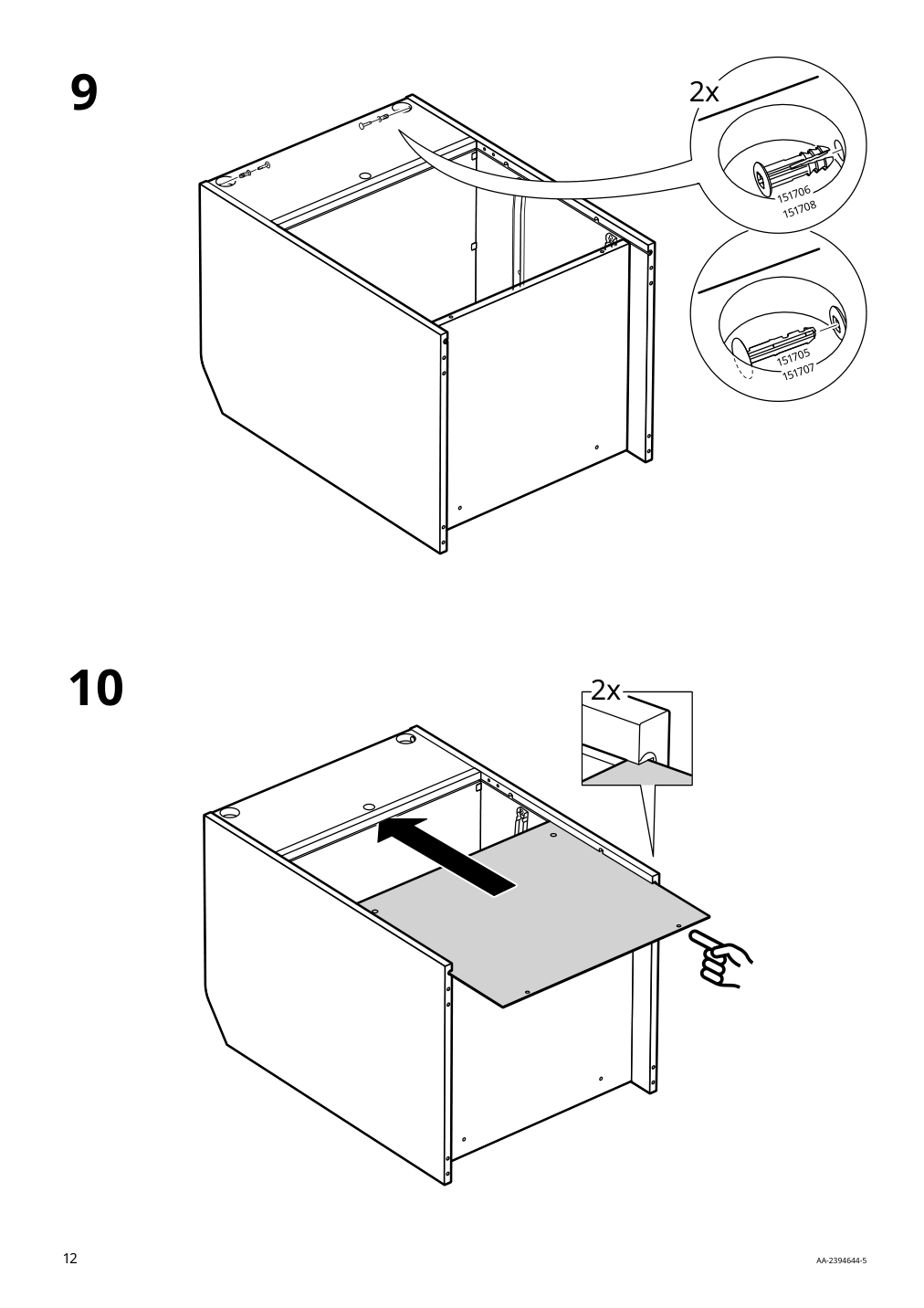 Assembly instructions for IKEA Hauga 2 drawer chest white | Page 12 - IKEA HAUGA 2-drawer chest 105.728.24